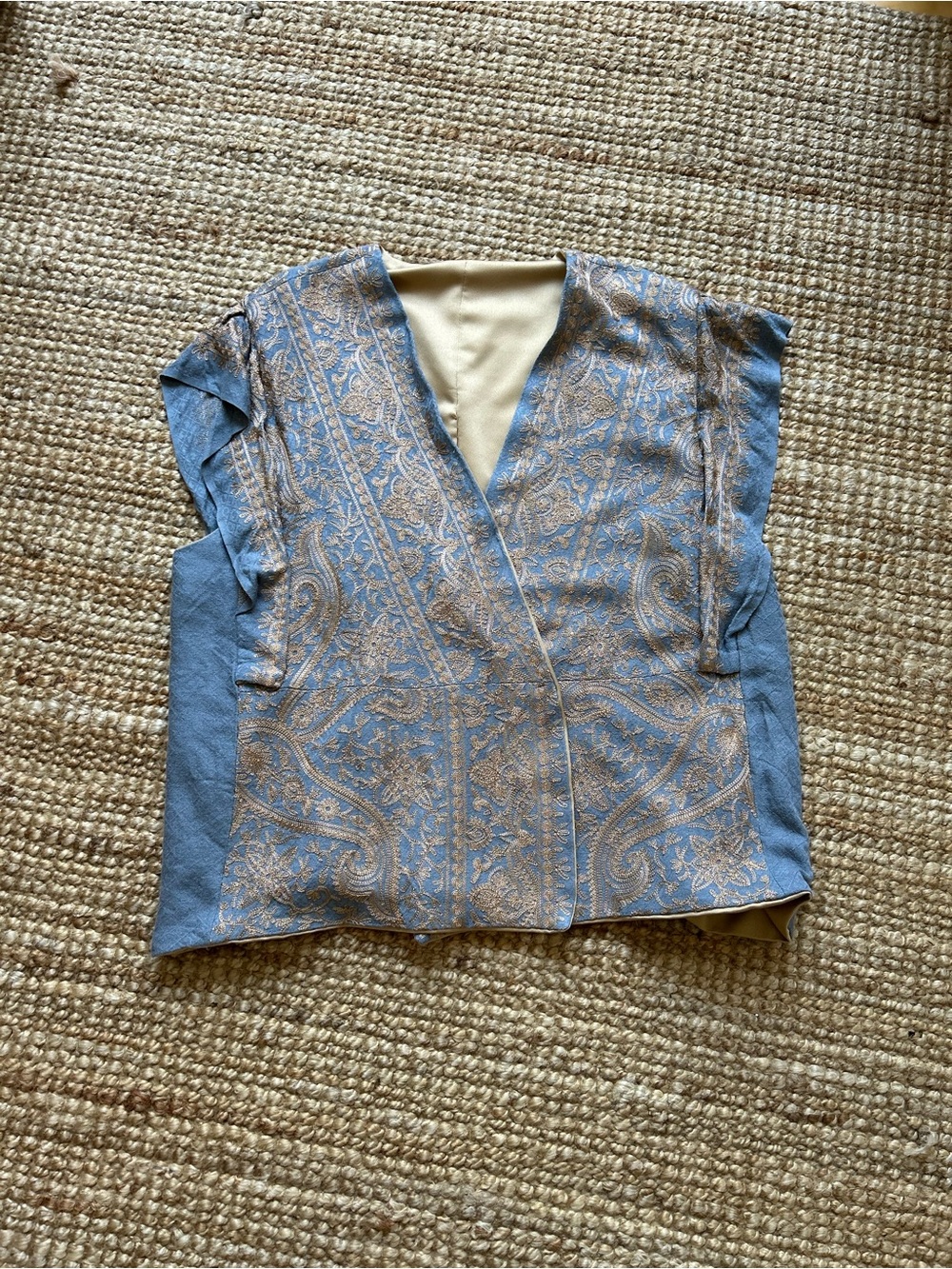 Light Blue Paisley Wrap-Style Women's Top
